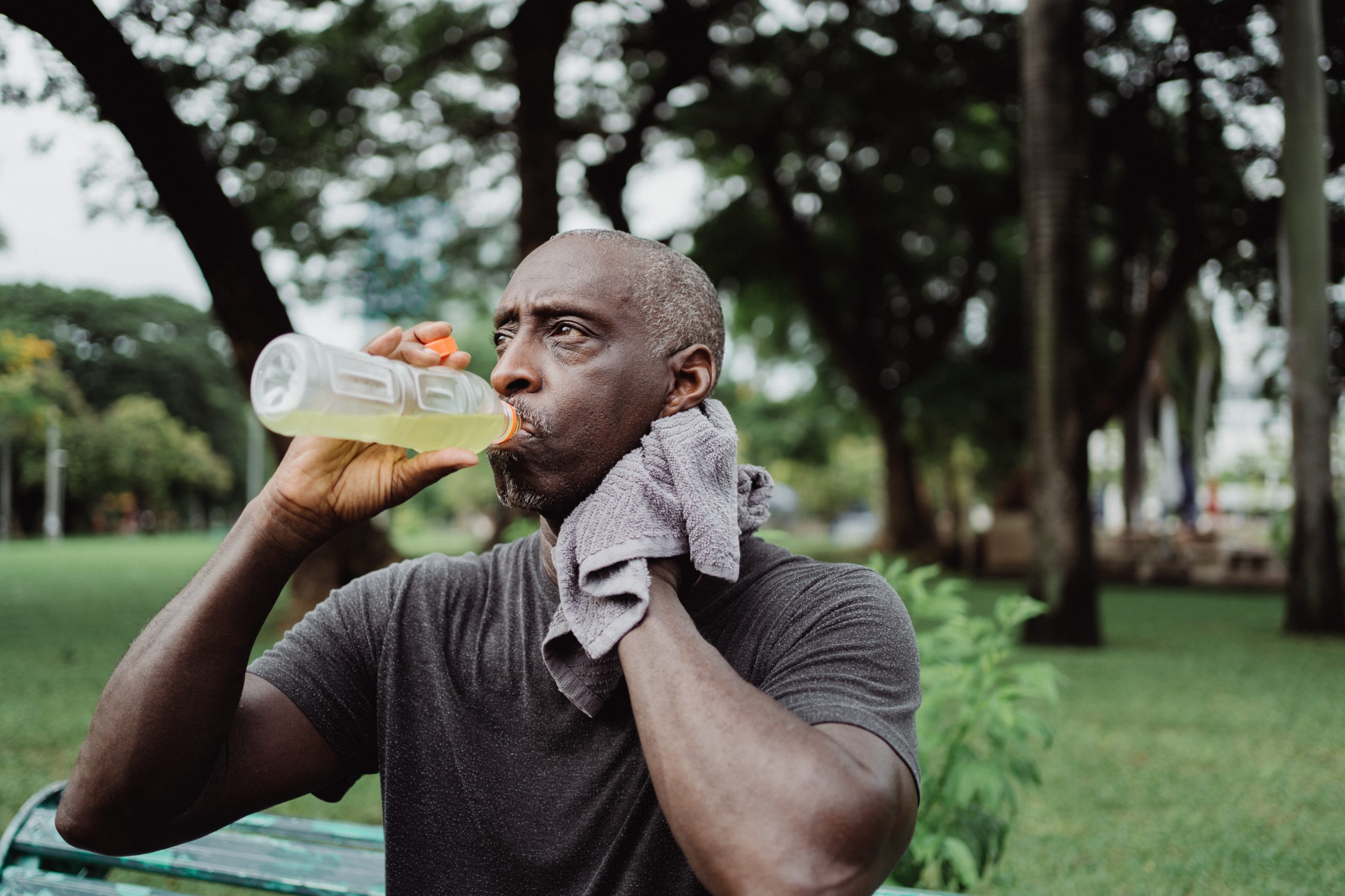 Man hydrating after exercise